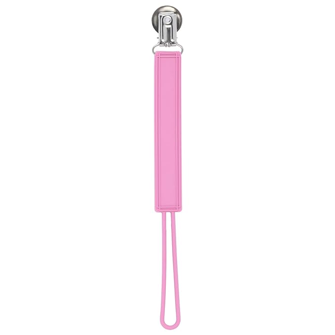 Three Little Tots All Silicone Modern, Short and Safety Tested Pacifier Clip (Rose, Classic)