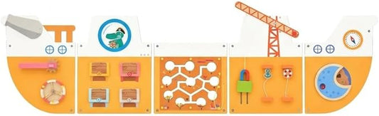 Monläurd® Wooden Ship Activity Wall Panel for Kids, Sensory Wall Toy, Activity Cube, Wall Toys for Toddlers 1-3, Playroom Toys, Daycare Furniture, Montessori Busy Board