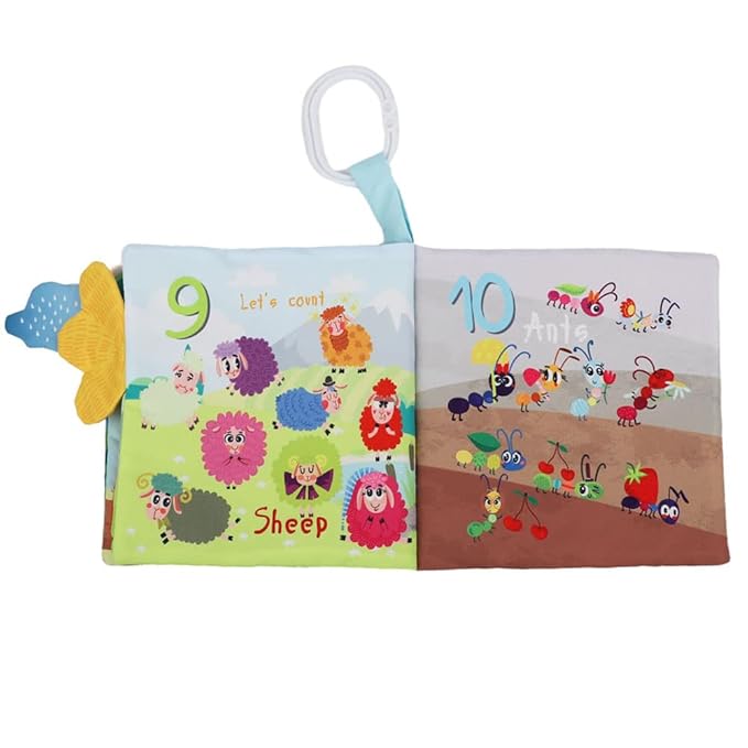 Touch and Feel Cloth Crinkle Books for Babies Infant, Baby Books Toys 0-3-6-12-18 Months, Easter Shower Baby Gift, High Contrast Toys,Teething Teether,Tummy Time Mirror Toy for Boys and Girls-Farm