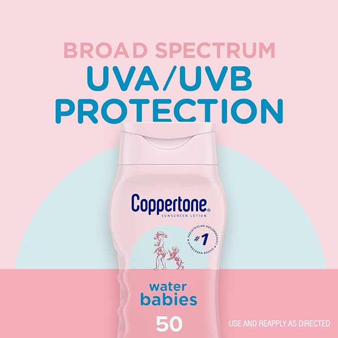 Coppertone WaterBabies Sunscreen Lotion SPF 50, 8 oz (Pack of 3)