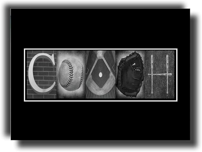 Baseball Coach Gift, Gift for Baseball Coach, Players can Sign the Black Area with a Silver or Gold Marker, 8x10 Photo Print