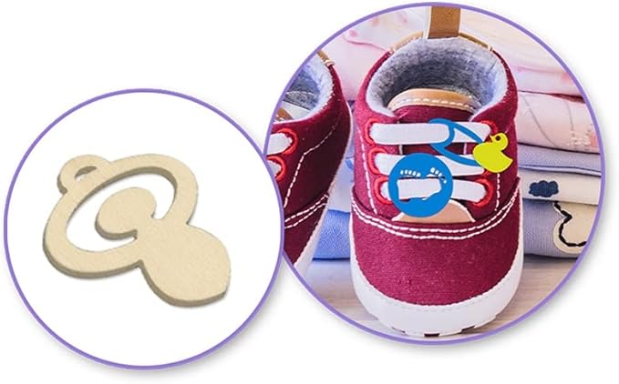 Mini Laser Cuts Wood Shape - Baby - Pram, Rocking Horse, Pacifier, and More - 45 Pieces - 1'' Across