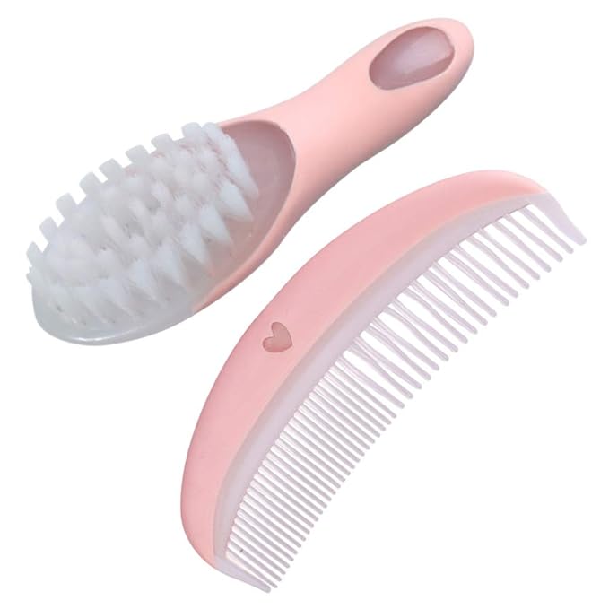 Baby Hair Brush and Comb Set Massage Scalp Brush for Newborn and Toddler 1Set (Pink)