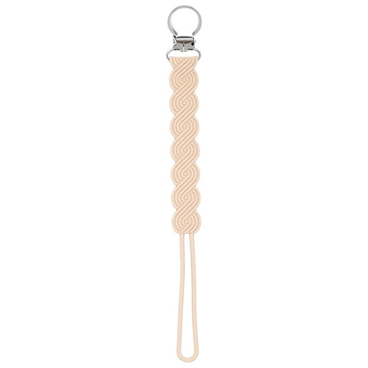 Three Little Tots All Silicone Modern, Short and Safety Tested Pacifier Clip (Tan, Waverly)