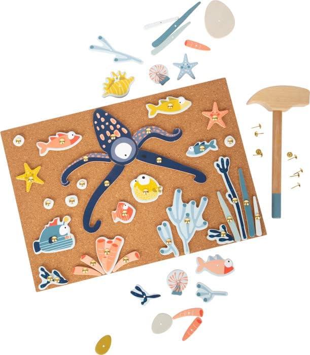 Small Foot Sealife 12263 Wooden Hammer Game with Large Selection of Motif Elements Including Cork Board from 3 Years