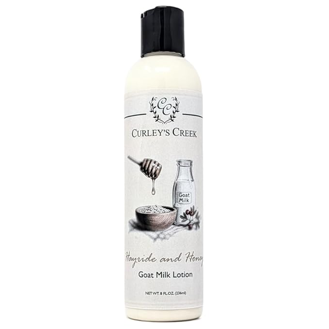 Curley's Creek Goat Milk Lotion | Handmade Natural Skincare | 4 ounce & 8 ounce 8 ounce, Hayride & Honey (Oatmeal Milk & Honey)