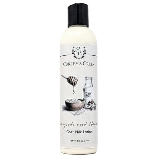 Curley's Creek Goat Milk Lotion | Handmade Natural Skincare | 4 ounce & 8 ounce 8 ounce, Hayride & Honey (Oatmeal Milk & Honey)