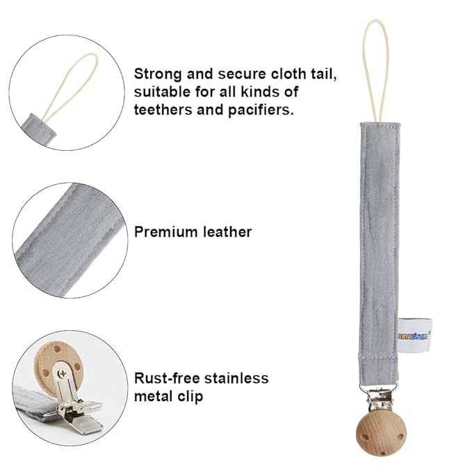 Baby Food Grade Silicone Teether Toy with Pacifier Clip Holder,Teething Pain Relief Toys Gift Set for 3 Months+ Boys and Girls,Freezer Safe,BPA Free (Raccoon)