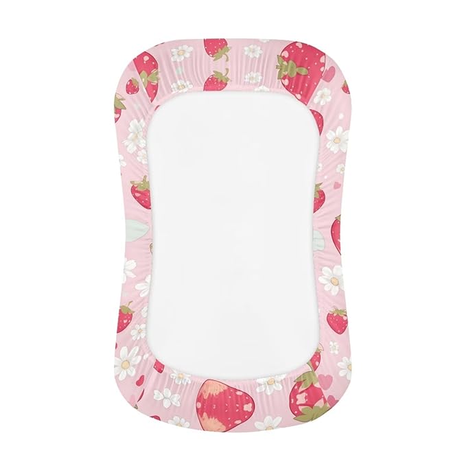 Strawberry Axolotl Baby Lounger Cover for Boys, Pink Newborn Infant Lounger Covers 31.5'' x 21.3'', Soft and Breathable Nest Replacement Slipcover