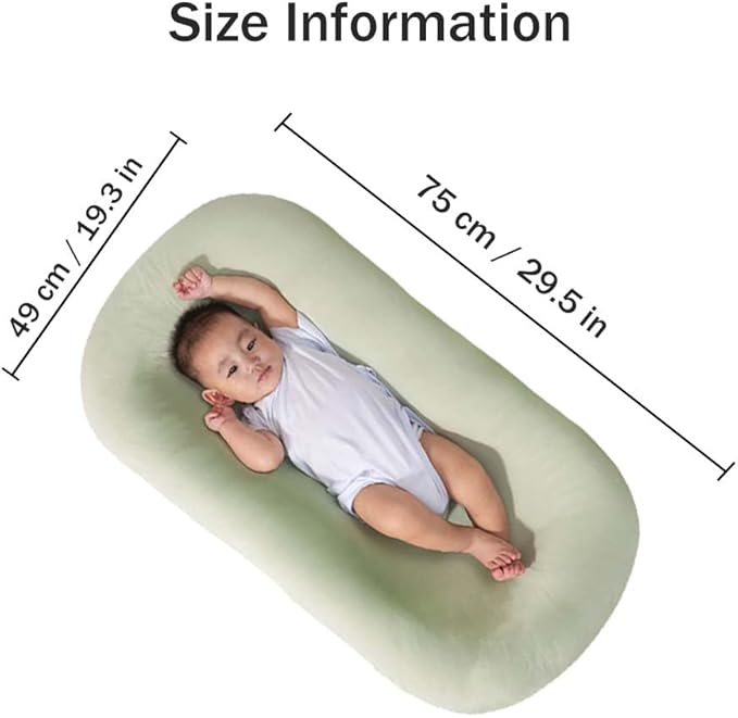 Baby Lounger for Newborn, Soft Organic Cotton Breathable Infant Lounger for Baby Play and Rest (Green)