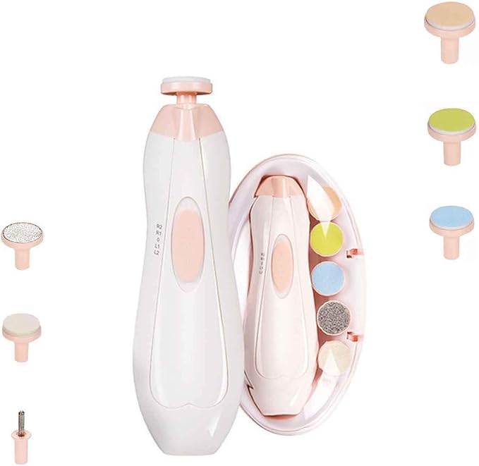 Baby Nail Trimmer, Baby Nail Clippers 8 in 1 Baby | Safe Electric Baby Nail Trimmer, Baby Nail File Kit, Trim Polish Grooming Kit for Newborn Infant or Moms Toenails Fingernails Care - LED Light