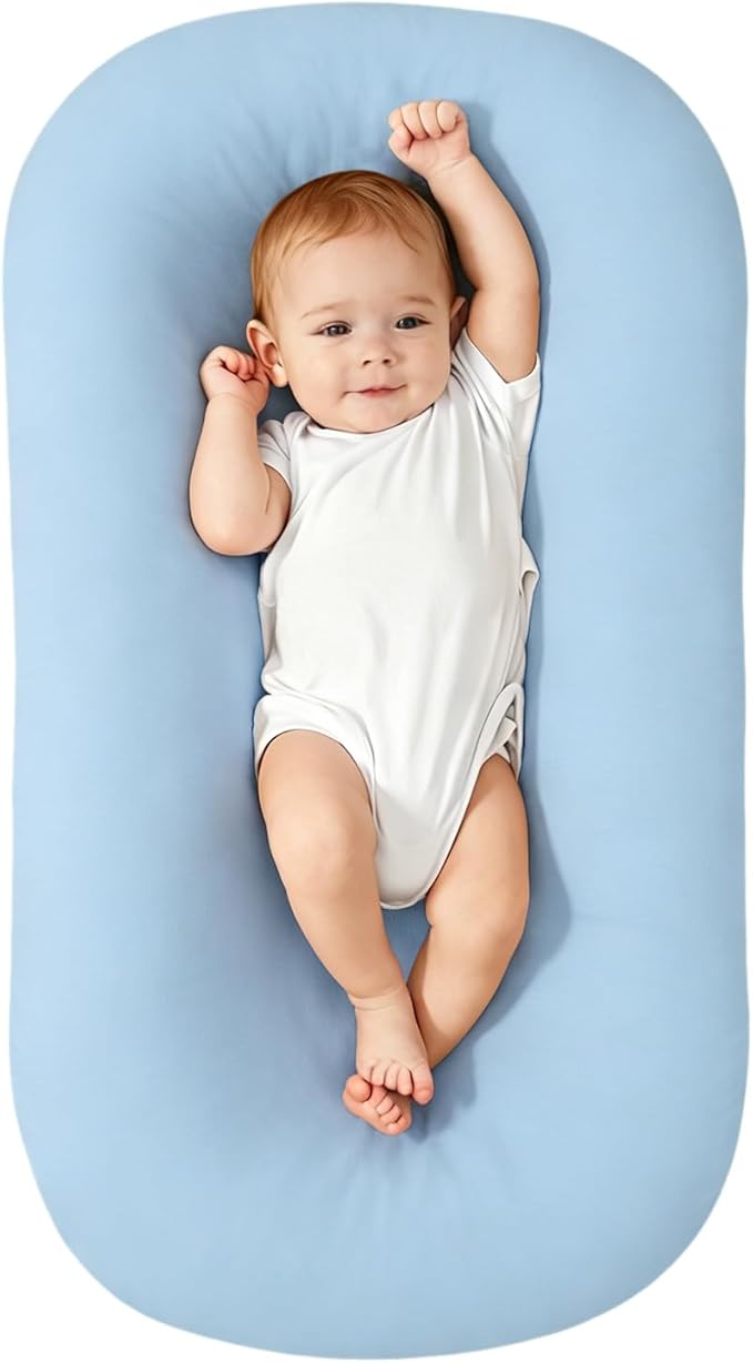 Baby Lounger, Infant Lounger, Baby Lounger for Newborn, Soft Breathable Newborn Lounger for Play & Activity (Blue)