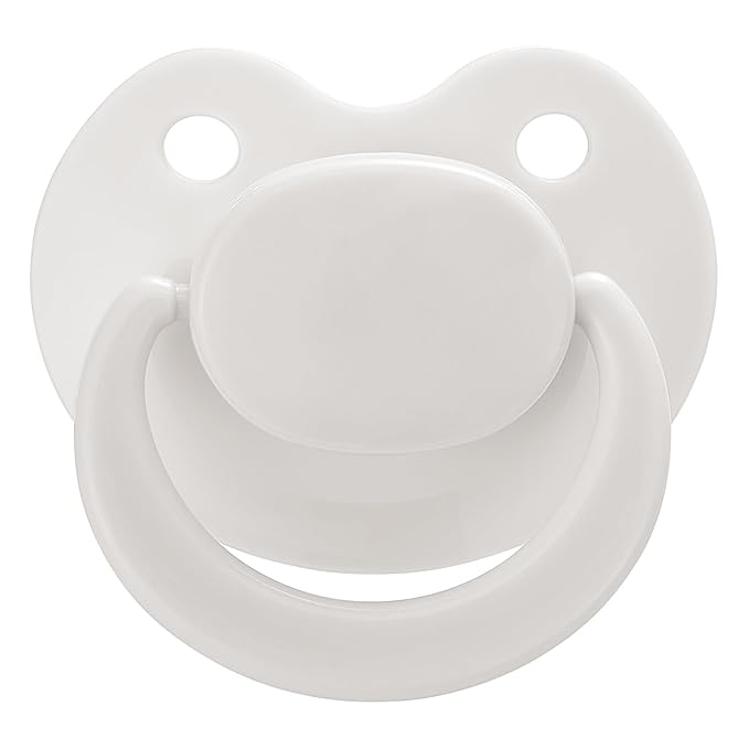 Adult Sized Pacifier Bigshield : Replacement Silicone Paci Big Teat for Anxiety Release - Orthodontic Binky Taken Apart and Re-Assembled White