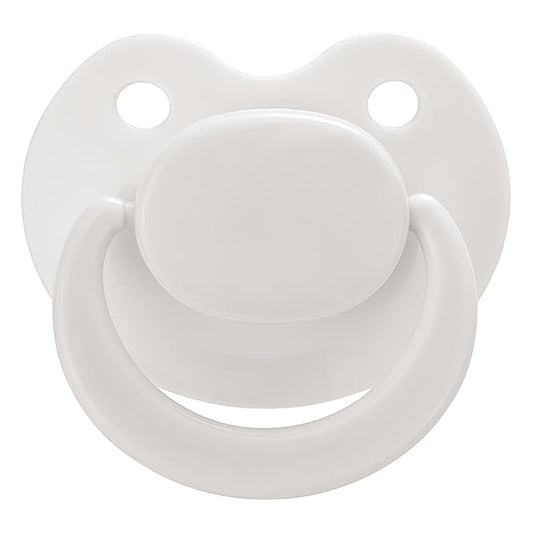 Adult Sized Pacifier Bigshield : Replacement Silicone Paci Big Teat for Anxiety Release - Orthodontic Binky Taken Apart and Re-Assembled White