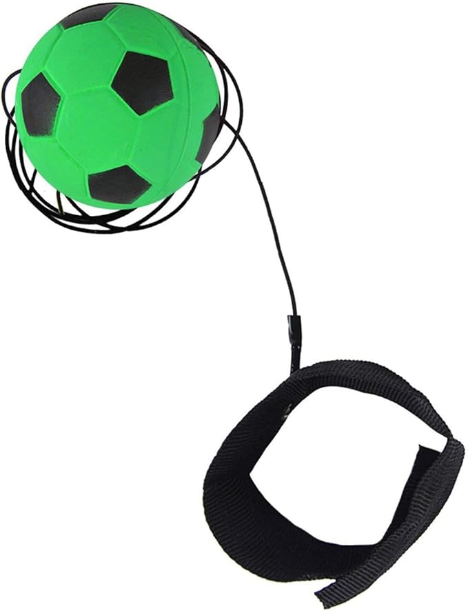 1pc Green Soccer Ball Wrist Return Ball - Adjustable Bounce Back with String, Rubber Elastic Rebound Finger Exercise Toy Activity