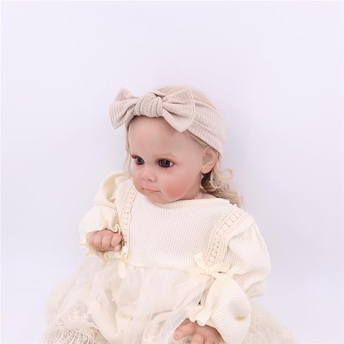 Sugarmelon Mommy and Me Headband Set Mother Baby Matching Turban Headbands for Toddler Baby Girls Women Scrunchies Hair Bow Hairbands (Oat/White)