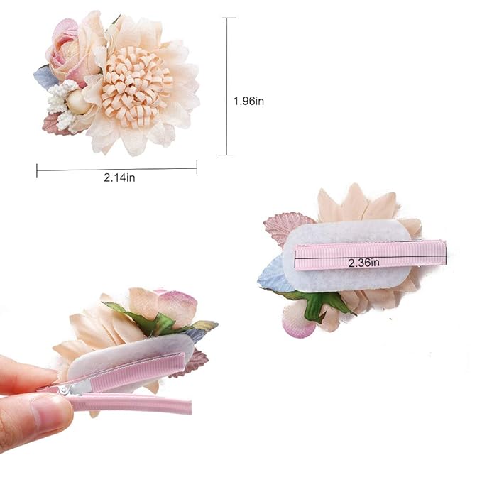 Flower Hair Clips Set-Cherrboll 3pcs Floral Hair Bow Accessories for Baby Girl Toddles Teen Gifts