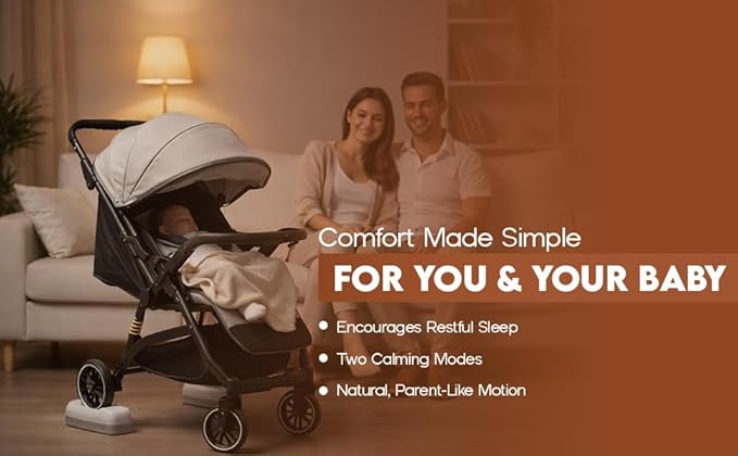 Smart Stroller Rocker for Baby – Automatic Parent-Like Rocking with Remote Control, 30/60/90 Min Timer, Type-C Rechargeable Battery (5 Hours), Fits Single-Wheeled Strollers