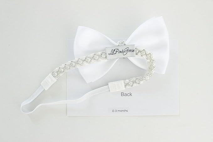 0-12 Newborn Baby Baptism Pearl Headband or Clip with Bow in WHITE Christening Headband with Satin Bow, Pearl Rhinestone Band (Light Pink(6-12Months), 1 Count (Pack of 1))