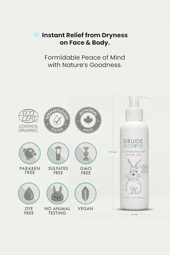 BioLove So Soft Care Baby Moisturizing Cream Body Milk Toddler Lotion Made in Canada with Aloe Vera, Olive Oil &Oat Flour Gentle Hydration For Delicate Skin ,5.91 oz Size Chamomile,Orange, Star Anise