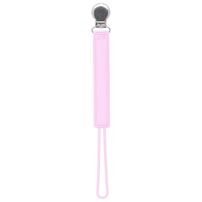 Three Little Tots All Silicone Modern, Short and Safety Tested Pacifier Clip (Pink, Classic)