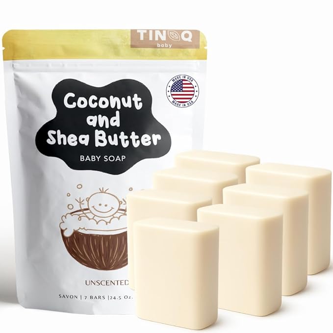 Fragrance Free Baby Bar Soap for Sensitive Skin | Unscented Natural soap bar for toddlers kids adults with gentle skin | Organic ING | Made in USA | 7 Bars (3.5 oz Each)