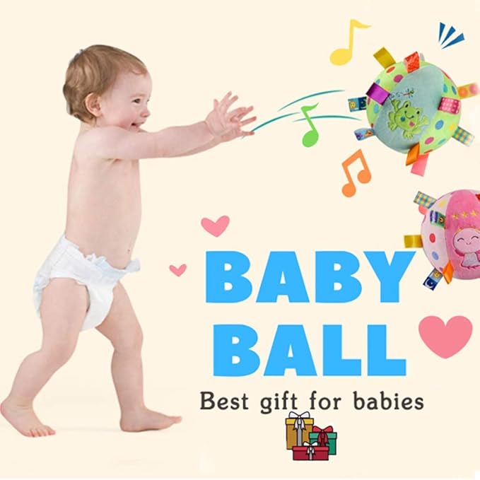 Inchant Baby Frog Security Blanket & Rattle Ball with Colorful Tags - Kids Infant Early Educatinal Plush Tag Toys, Green