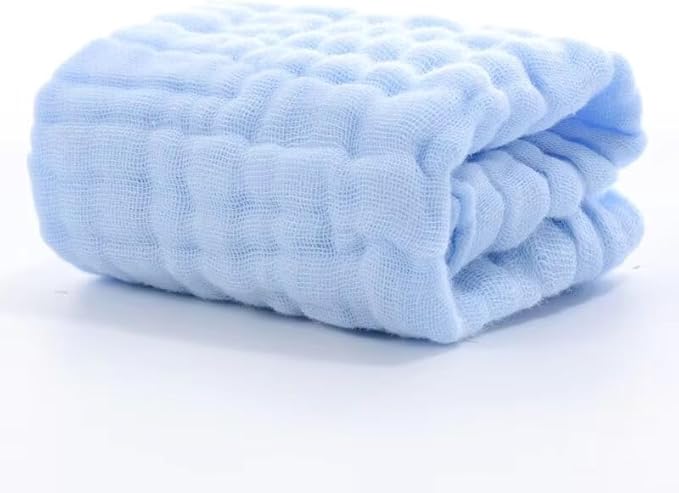 Baby Washcloths – 6 Pack Soft Muslin Cotton Towels for Newborns – Blue & White – Gentle, Reusable Face Cloths Set for Boys – 10x10