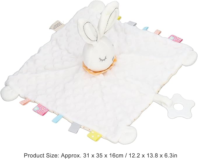 Alomejor Baby Bunny Security Blanket Chewable Accompany Enrich Senses Baby Teether Blanket