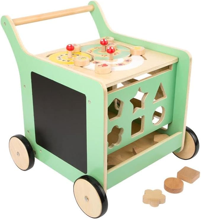 Small Foot Wooden Toys Premium Pastel Wooden Baby Walker and playcenter Move it! Designed for Toddlers 12+ Months, Multi (10947)