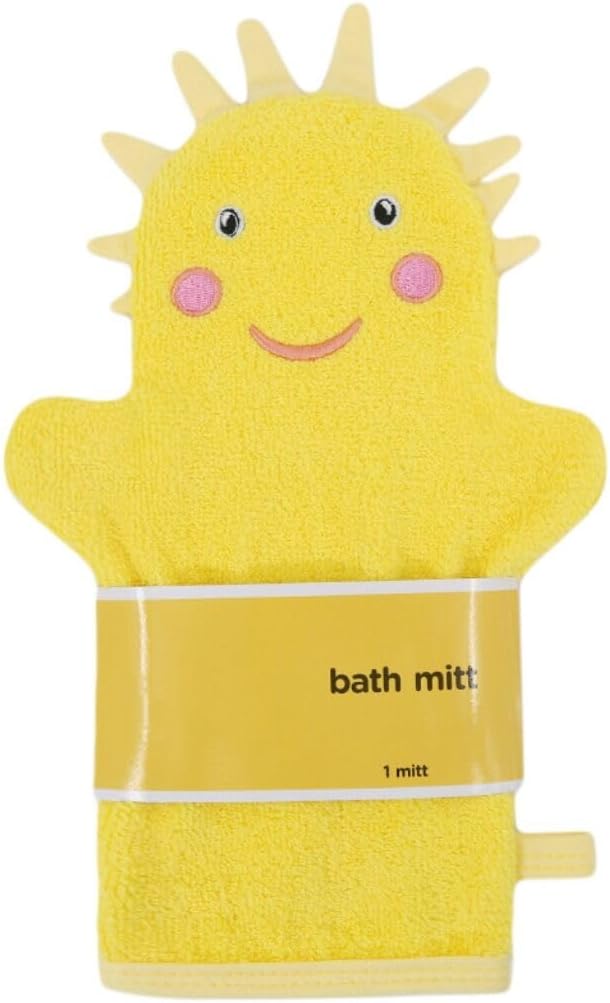 JN&LULU Baby Organics Bath Mitt Toddlers Bath Cotton and Soft Scrub Bathing Loofah Baby Shower Gifts (Sun)