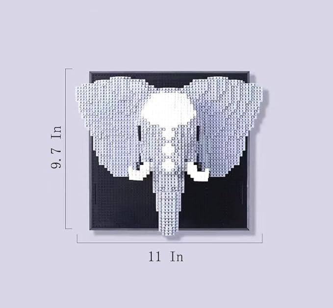 BDYDT Wall Art Elephant Building Blocks Set; A Wall Decor Set for Adults Who Love Creative Hobbies (1625 Pieces) Toys Gifts for Kid and Adult