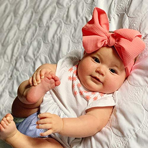 KIDOCHEESE Big Bows Hairbands, 10 Pack - Soft Nylon Hairband with Large Bows for Baby Girls, Newborn Infant Toddlers Kids, Ideal for Securing Hair - Perfect