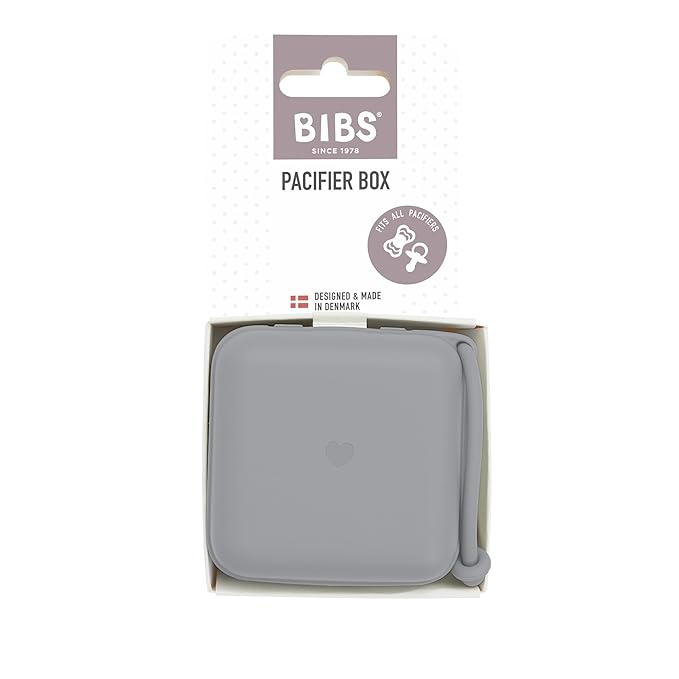 BIBS Pacifier Box with Loop for Storing & Carrying Soothers | 100% BPA Free Material | Designed & Made in Denmark | Cloud