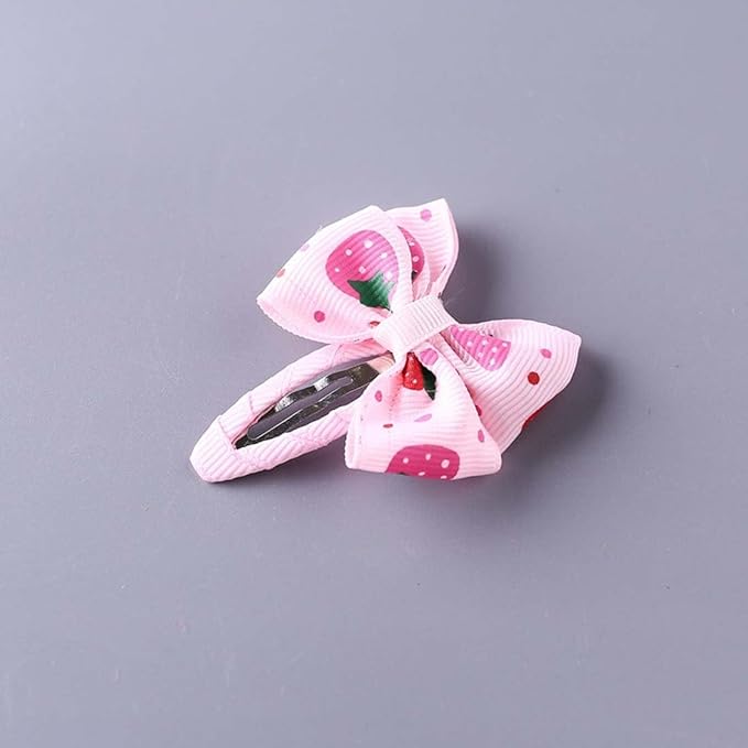 Baby Girls Pink Strawberry Hair Bow Clip Alligator Red Bow Hair Clip for Toddlers Little Girls Kids 2 Pack ZFJ42 (4pcs Pink Set)