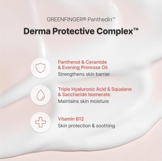 GREEN FINGER Panthedin MD Derma Cream 3.4 Fl Oz, Hyaluronic acid Ceramide Vitamin Squalane Baby Face Body Moisturizer, Skin Barrier Repair Moisturizing Cream for Sensitive Itch Skin, Korean Skincare