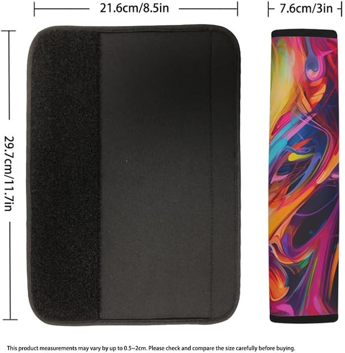 Colorful Fluid Painting Car Belt Strap Cover Shoulder Pad Multi-Colour Art Abstract Oil Painting 2Pcs Car Seat Belt Strap Cover Auto Accessories Polyester Covers