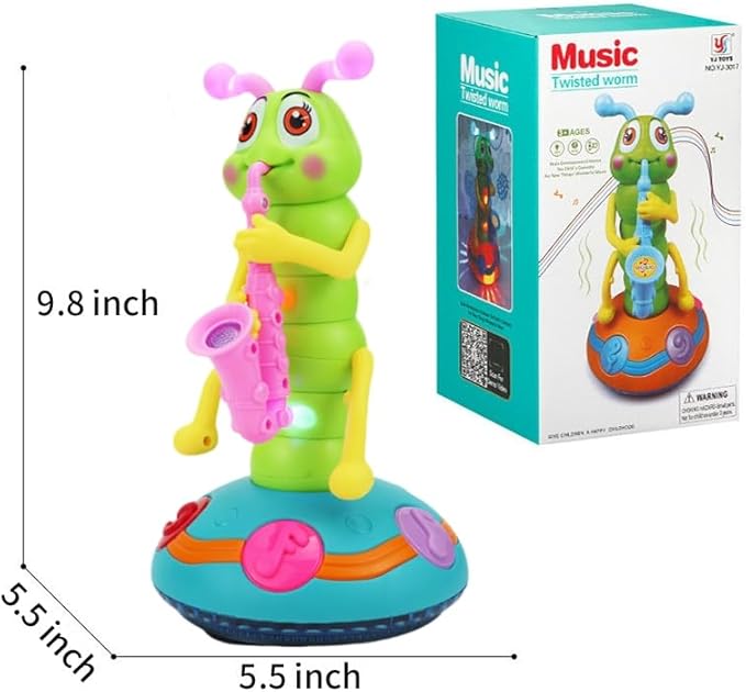 Children's Electric Caterpillar Saxophone Musical Toys, Dancing Saxophone Caterpillar,Baby Sensory Toys with LED Lights for Toddler Boys Girls (Pink-1 Pcs)
