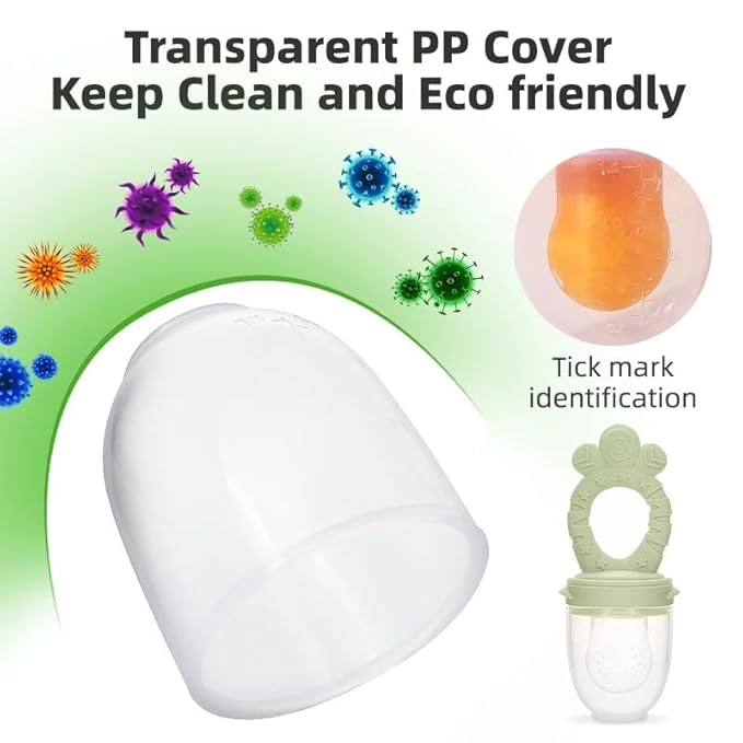 Baby Fruit Feeder Set – BPA-Free Silicone Fresh Food Feeder with 3 Replacement Teats, Teething Feeder for Fruits & Purees, Safe Self-Feeding for Babies 4+ Months