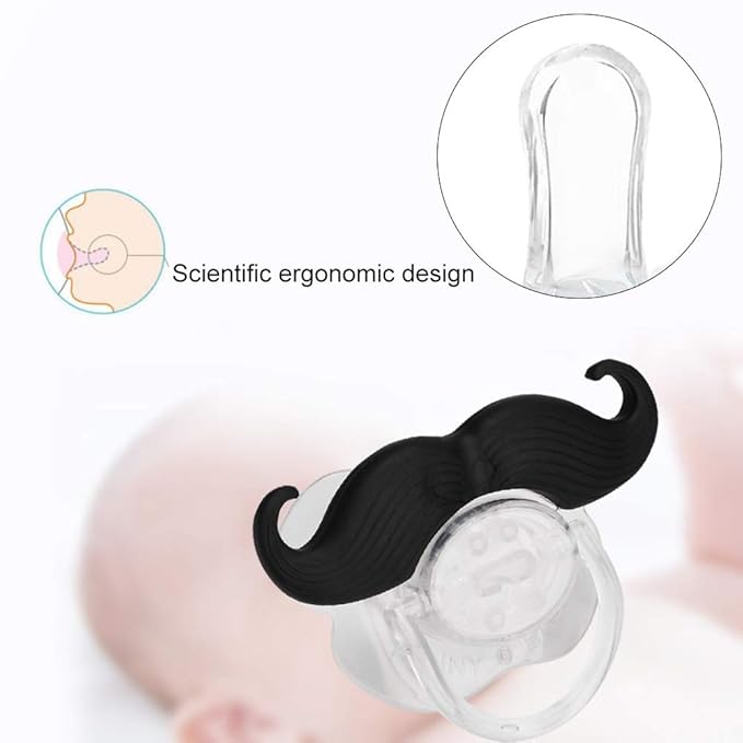 Baby Funny Pacifier Silicone Pacifier Food Grade Lips Portable Cute Pacifiers with Funny Beard Design for Child Kids Teeth Gift