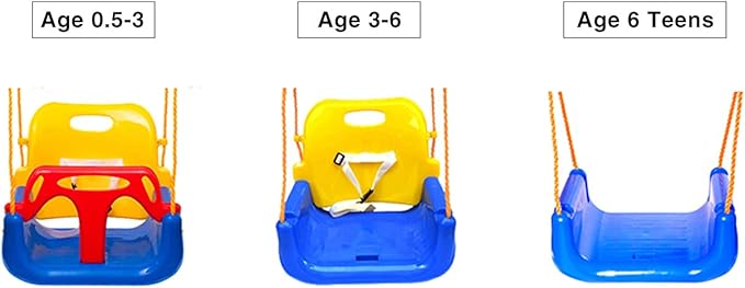 RedSwing 3-in-1 Baby Swing Seat, Toddler Swing, Anti-Flip Snug & Secure Detachable Infants to Teens Kids Swing Seat for Outside Playground, Blue