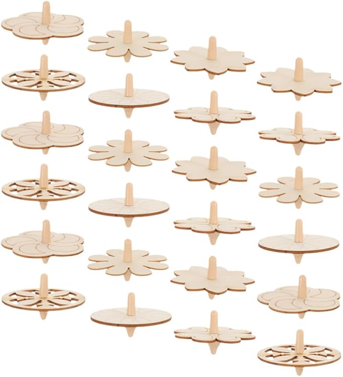 24pcs Wooden Spinning Top DIY Painting Children Toy Tops Toys Gyro s for Kids Child Gyro s Kids Unfinished Children Pressure Relief Accessory
