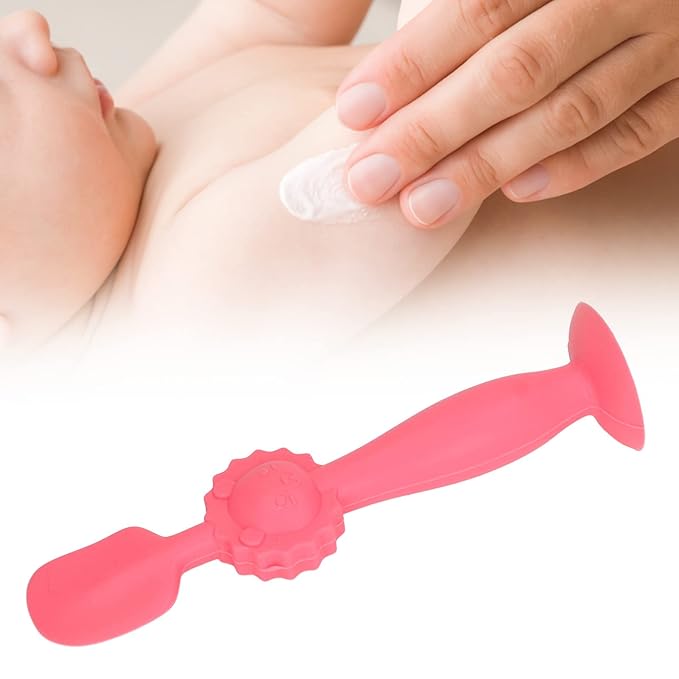 Marhynchus Soft Baby Butt Cream Applicator Skin Friendly Silicone Diaper Cream Spatula with Suction Base (Red) Diaper Cream Spatula Diaper Cream applicator