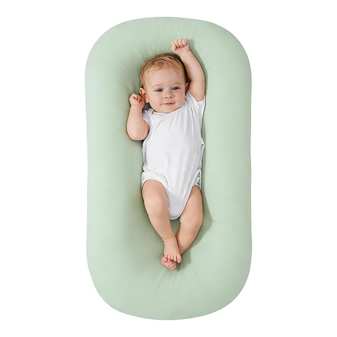 Baby Lounger for Newborn, Portable Infant Support Cushion Lounger for Newborn Supervised Use, Baby Essentials Gift (Green)