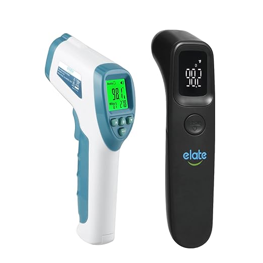 Elate Premium No Touch Forehead Thermometer for Babies and Adults | Bundle Pack