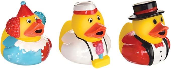 Colorful Carnival Rubber Ducks - 2.5"x2" (Pack of 6) - Vibrant Collectible & Floatable Ducks - Perfect for Kids & Themed Parties