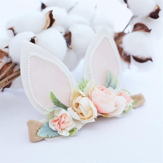 Baby Girl Floral Easter Bunny Nylon Headband Flower Elastic Hairband Bows Wraps For Newborn Infant Toddler Hair Accessories (RTA001)