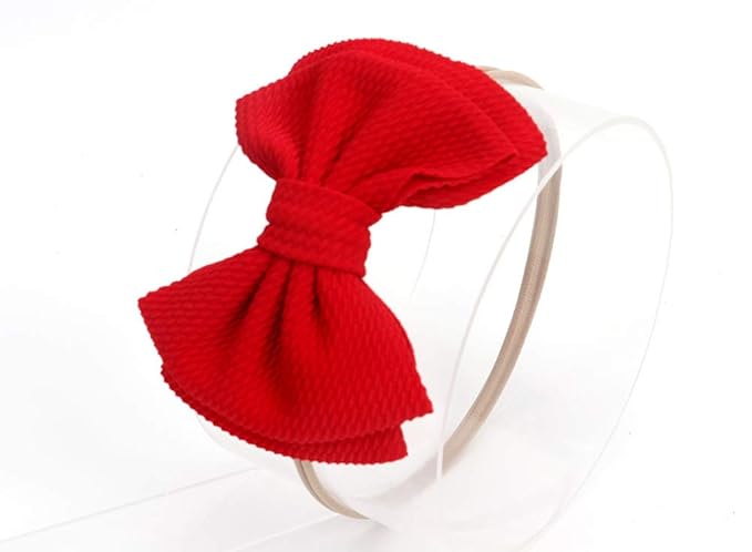 Baby Girl's 5 Inches Soft Double Bow-knot Nylon Headband Toddler Headdress for Photography Party Festivals (Red1)