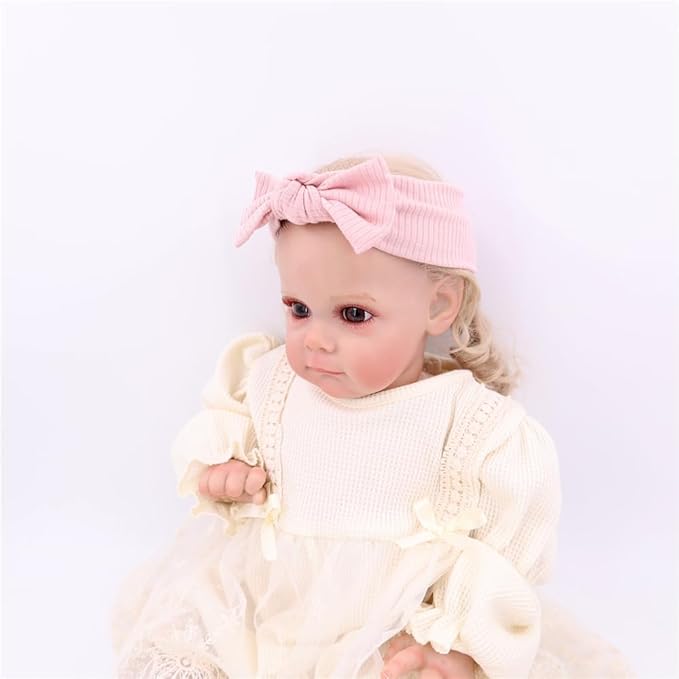 Sugarmelon Mommy and Me Headband Set Mother Baby Matching Turban Headbands for Toddler Baby Girls Women Scrunchies Hair Bow Hairbands (Dusty Pink/Snow)
