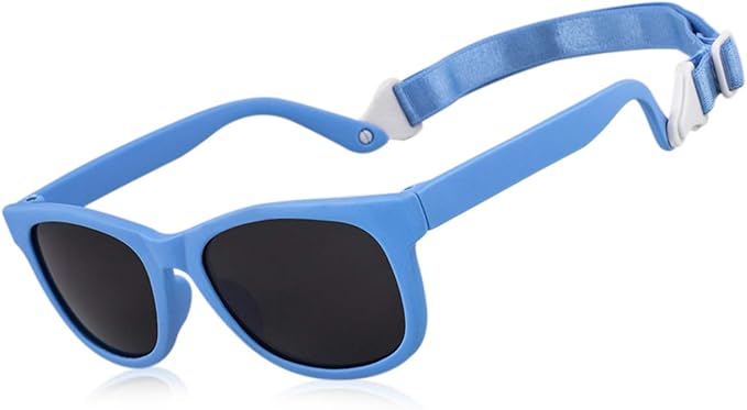 MAXJULI Baby Infant Sunglasses Safe, Soft, With Adjustable Strap 0-24 Months BPA Free 7002